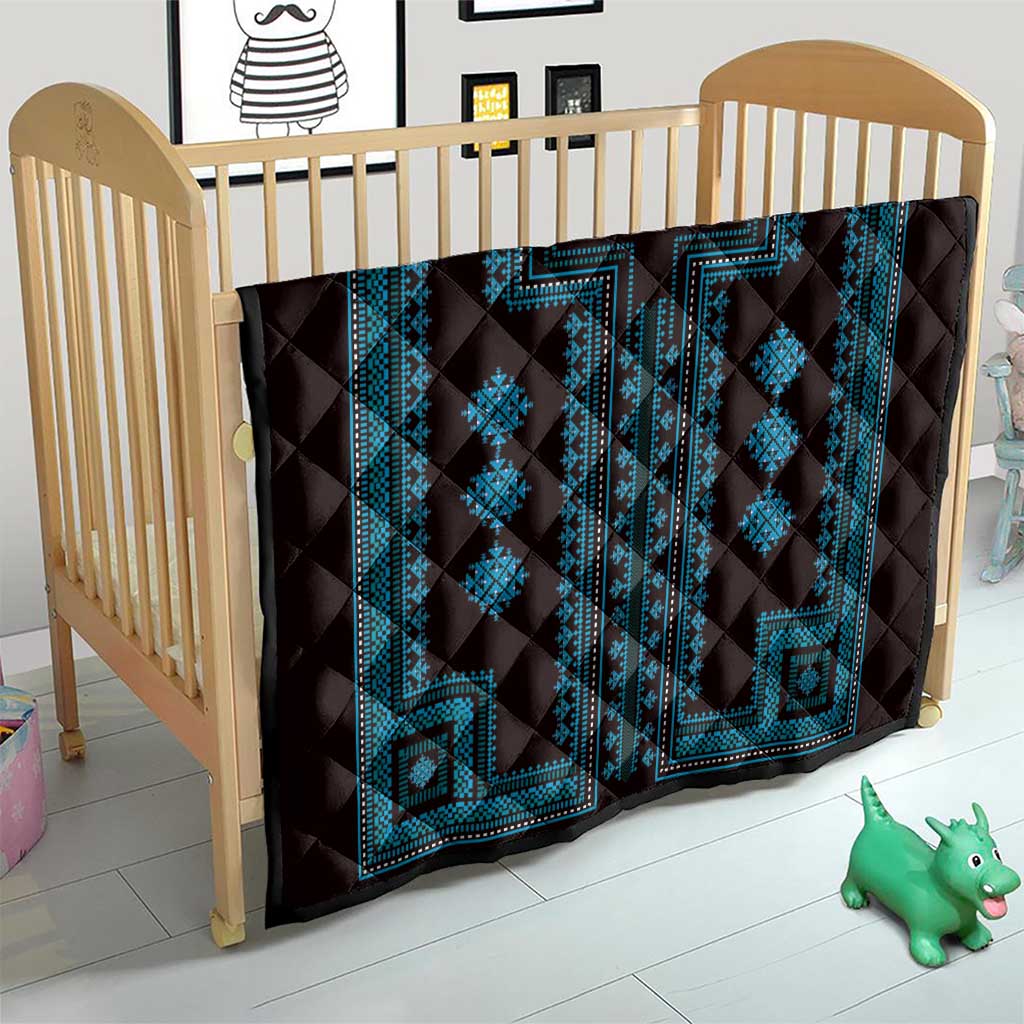 Bulgaria Traditional Pattern Blue Quilt Balkan Culture - Wonder Print Shop