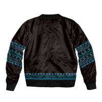 Bulgaria Traditional Pattern Blue Sleeve Zip Bomber Jacket Balkan Culture - Wonder Print Shop