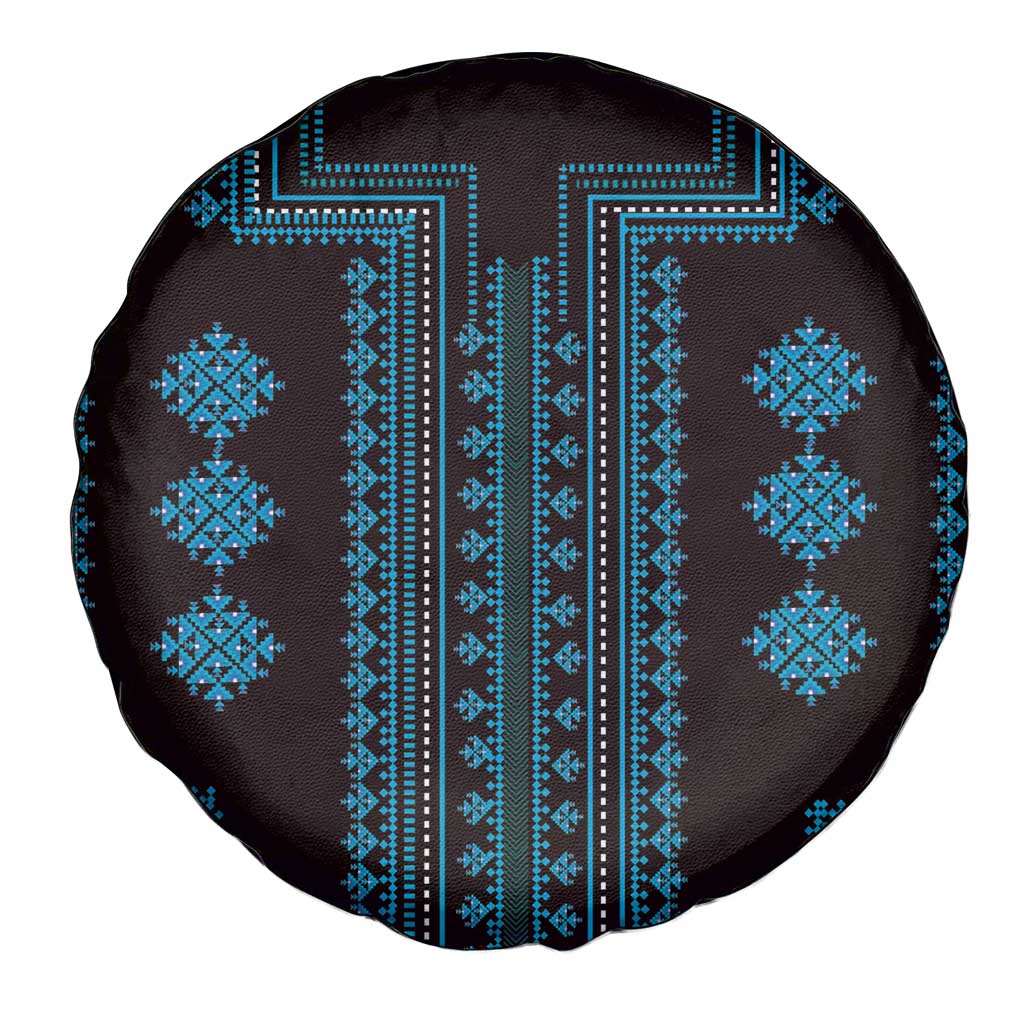 Bulgaria Traditional Pattern Blue Spare Tire Cover Balkan Culture - Wonder Print Shop