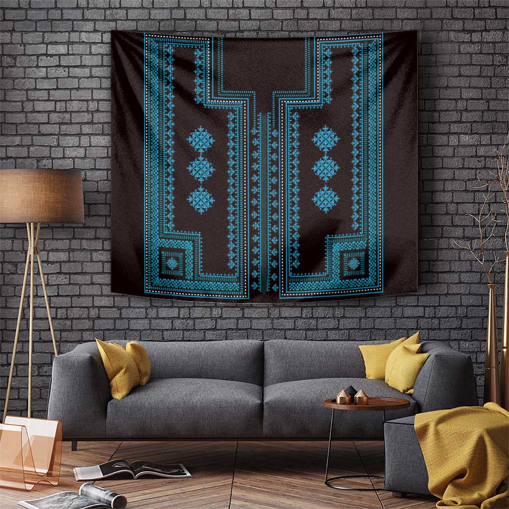 Bulgaria Traditional Pattern Blue Tapestry Balkan Culture - Wonder Print Shop