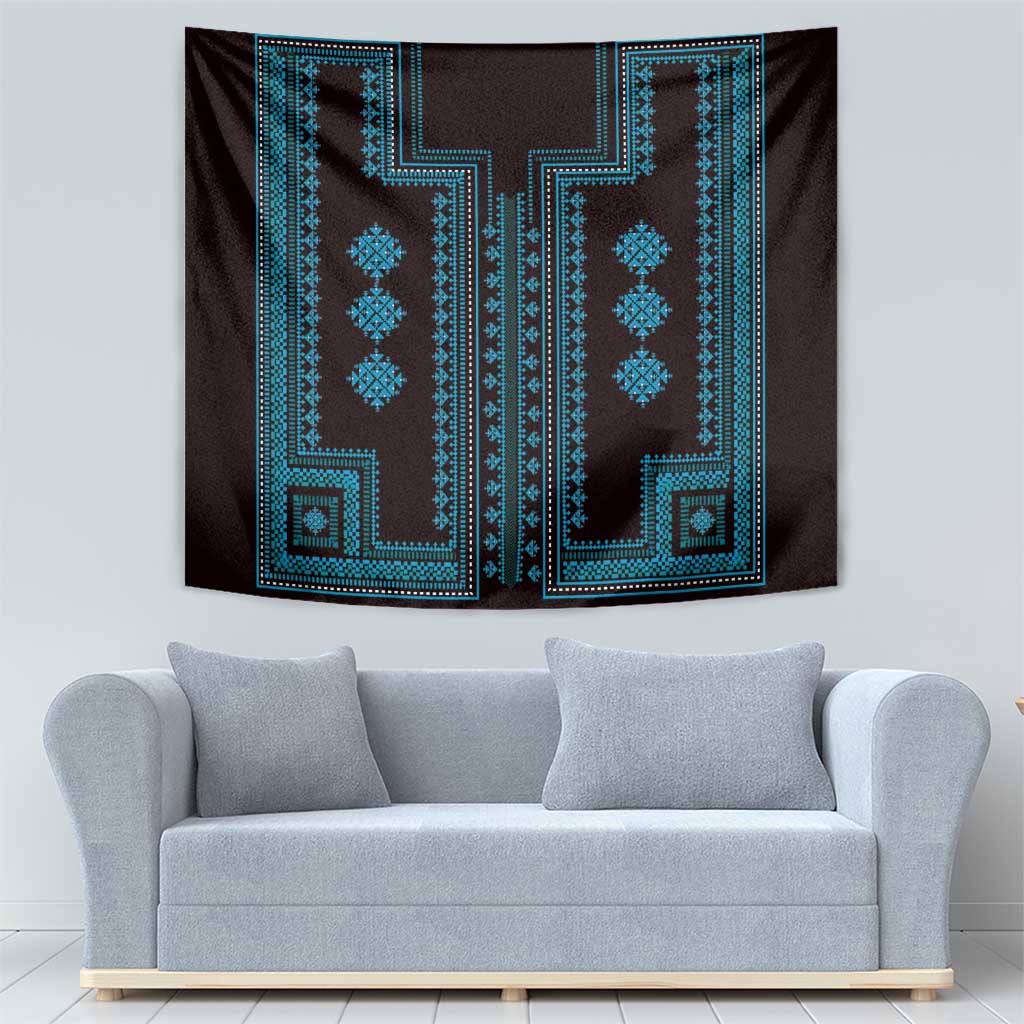 Bulgaria Traditional Pattern Blue Tapestry Balkan Culture - Wonder Print Shop