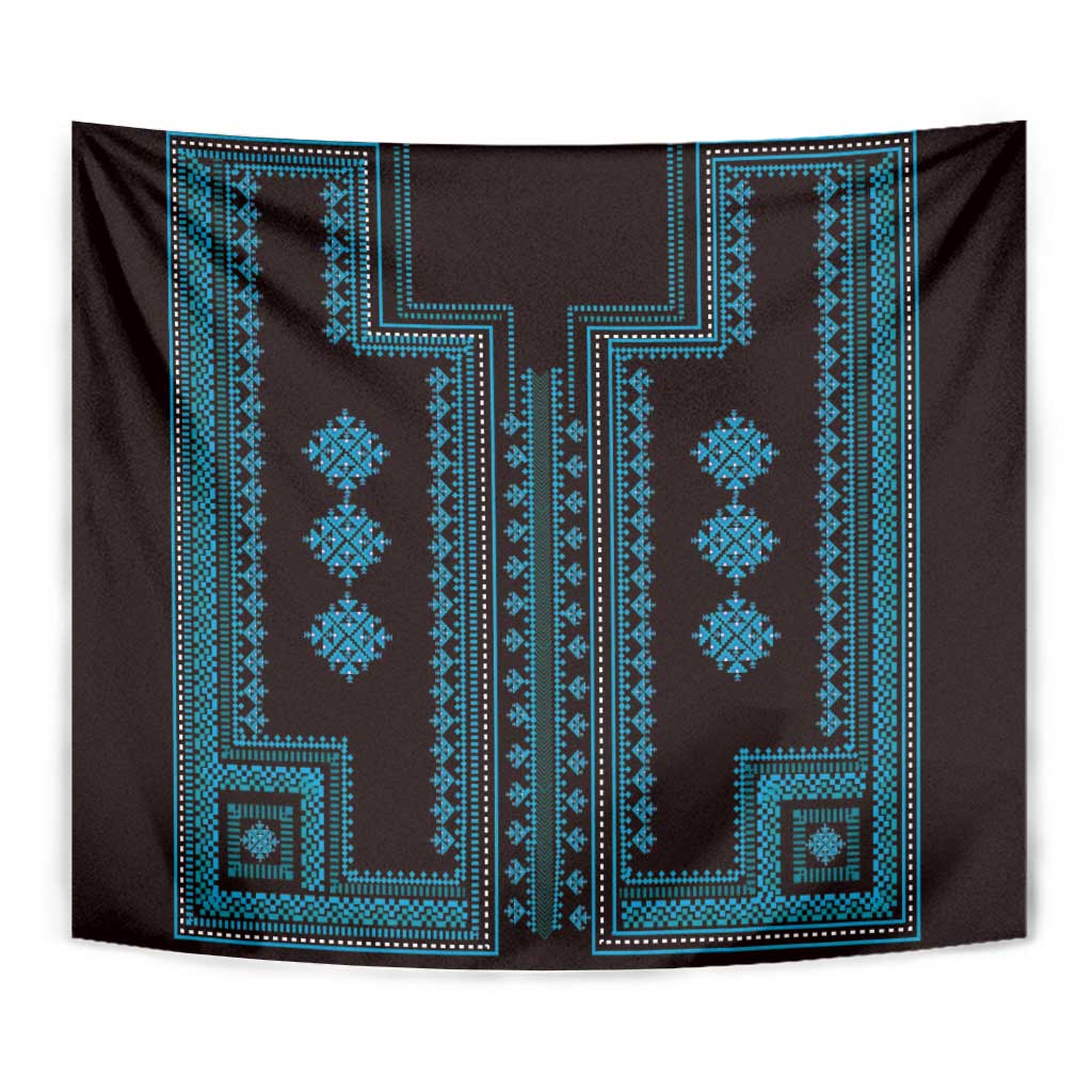 Bulgaria Traditional Pattern Blue Tapestry Balkan Culture - Wonder Print Shop