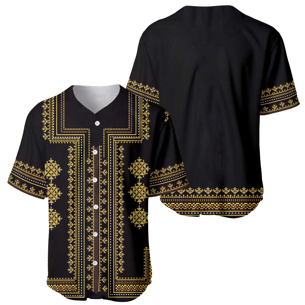 Bulgaria Traditional Pattern Gold Baseball Jersey Balkan Culture - Wonder Print Shop