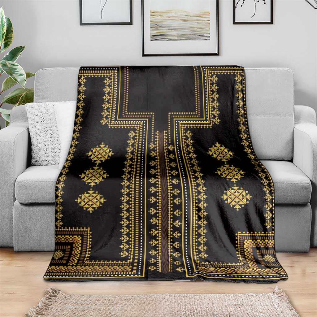 Bulgaria Traditional Pattern Gold Blanket Balkan Culture