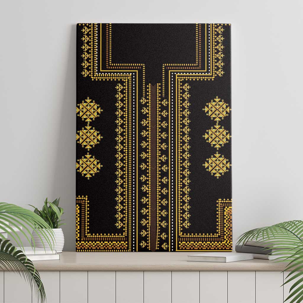 Bulgaria Traditional Pattern Gold Canvas Wall Art Balkan Culture - Wonder Print Shop