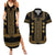 Bulgaria Traditional Pattern Gold Couples Matching Summer Maxi Dress and Hawaiian Shirt Balkan Culture - Wonder Print Shop