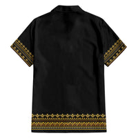 Bulgaria Traditional Pattern Gold Family Matching Off The Shoulder Long Sleeve Dress and Hawaiian Shirt Balkan Culture - Wonder Print Shop
