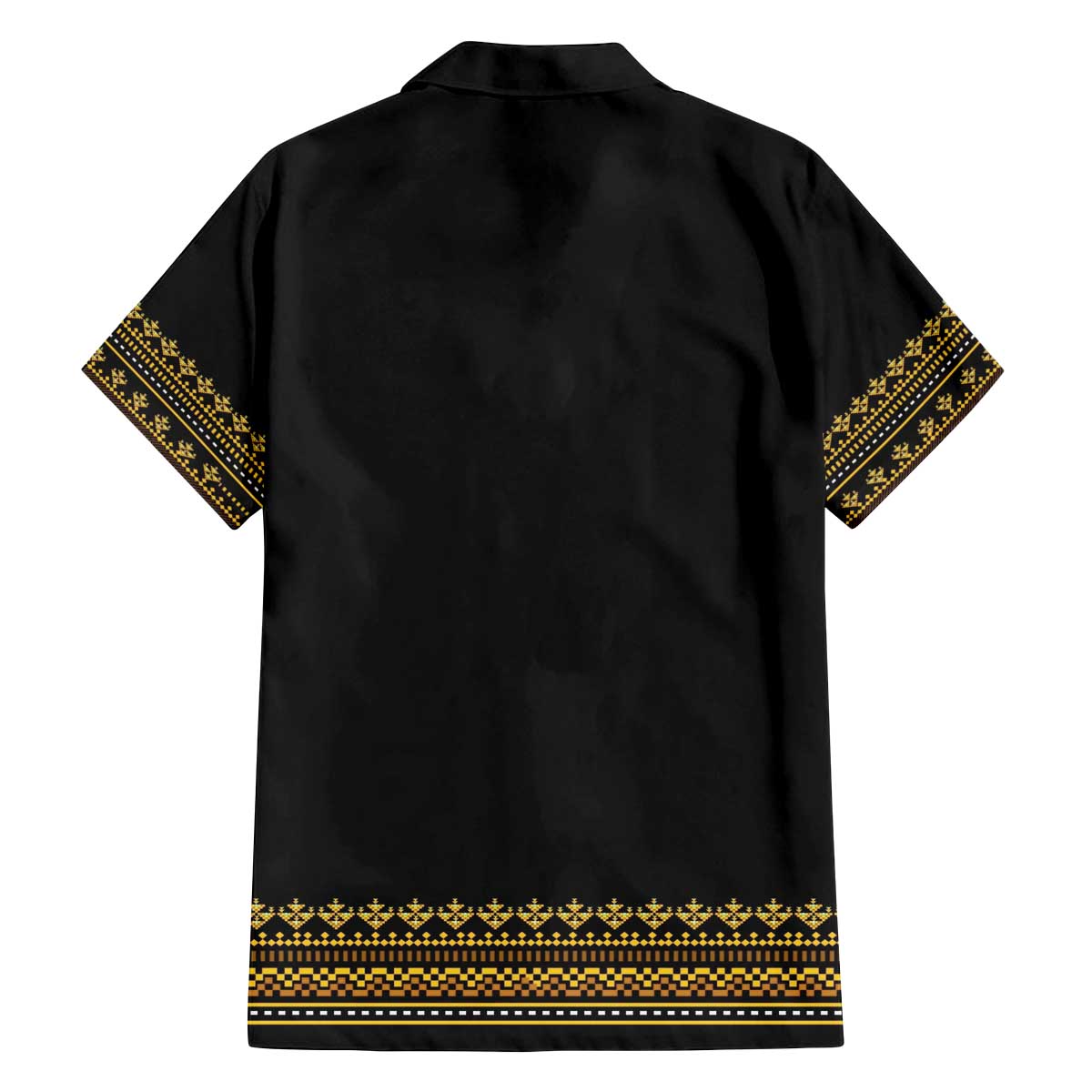 Bulgaria Traditional Pattern Gold Family Matching Off Shoulder Short Dress and Hawaiian Shirt Balkan Culture - Wonder Print Shop