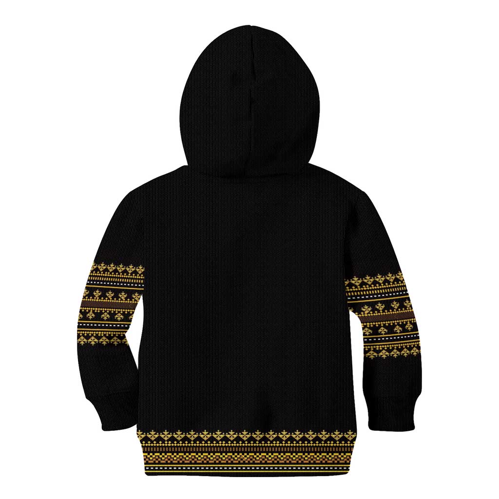 Bulgaria Traditional Pattern Gold Kid Hoodie Balkan Culture - Wonder Print Shop