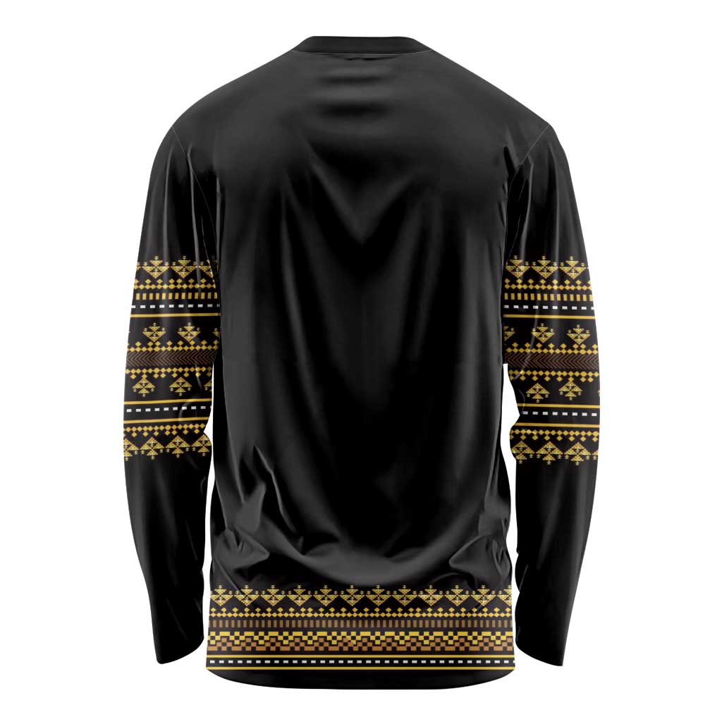 Bulgaria Traditional Pattern Gold Long Sleeve Shirt Balkan Culture - Wonder Print Shop