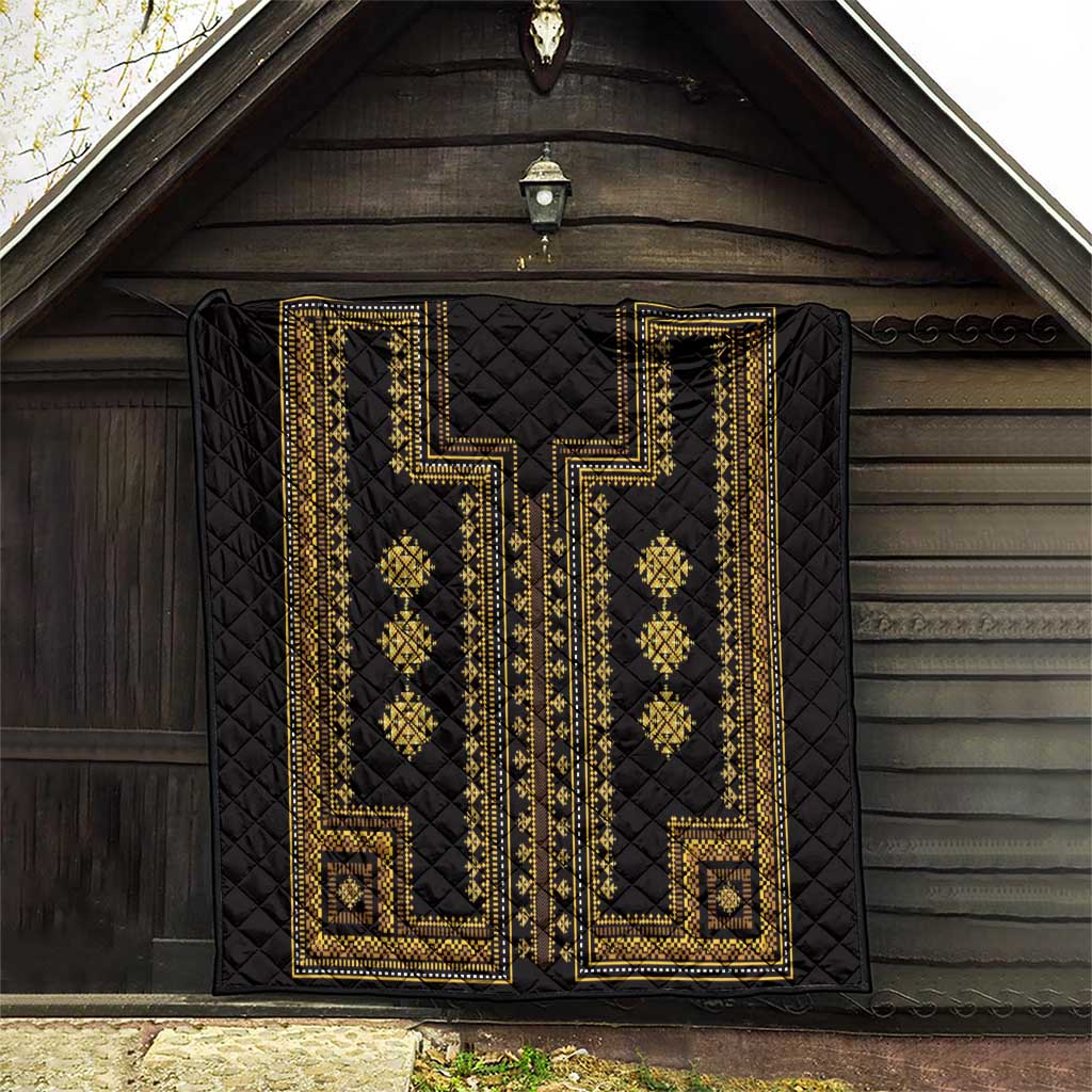 Bulgaria Traditional Pattern Gold Quilt Balkan Culture - Wonder Print Shop