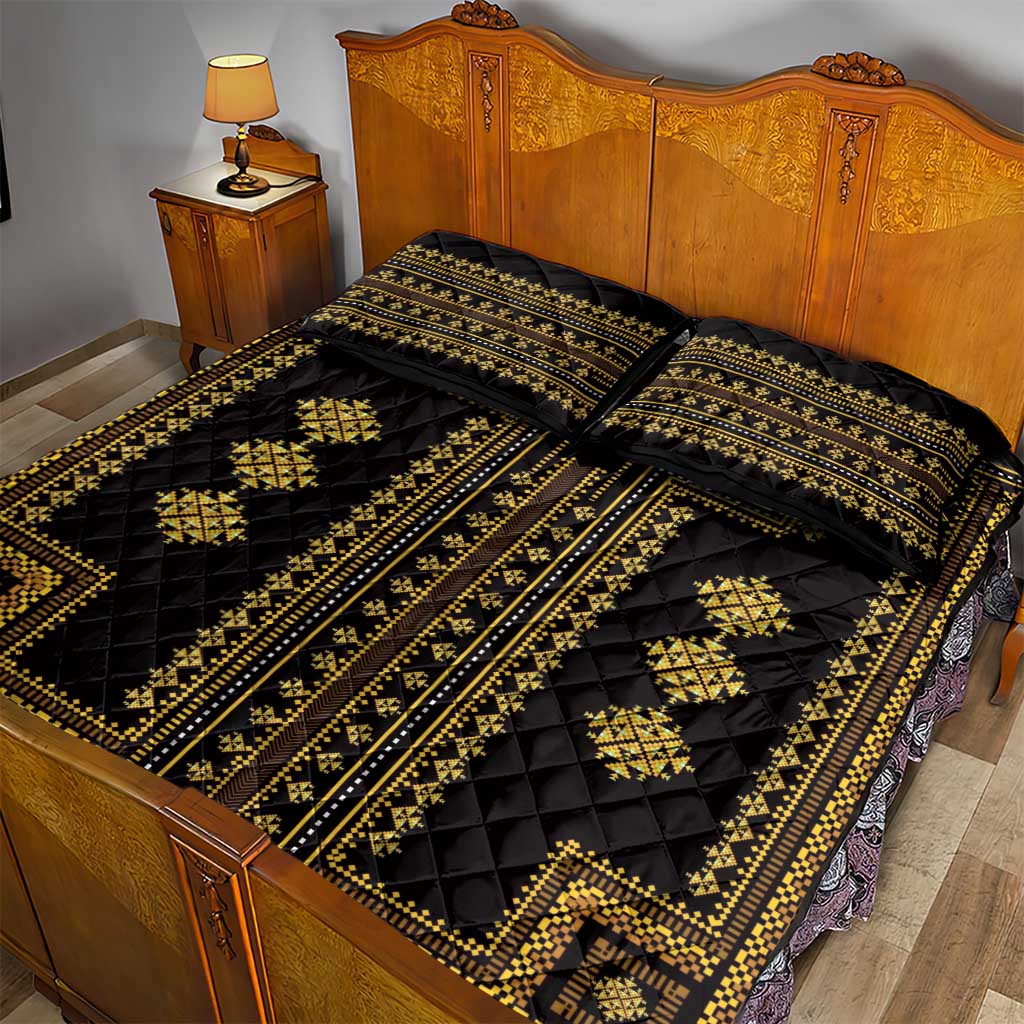 Bulgaria Traditional Pattern Gold Quilt Bed Set Balkan Culture - Wonder Print Shop