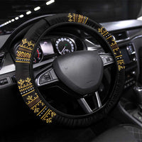 Bulgaria Traditional Pattern Gold Steering Wheel Cover Balkan Culture - Wonder Print Shop
