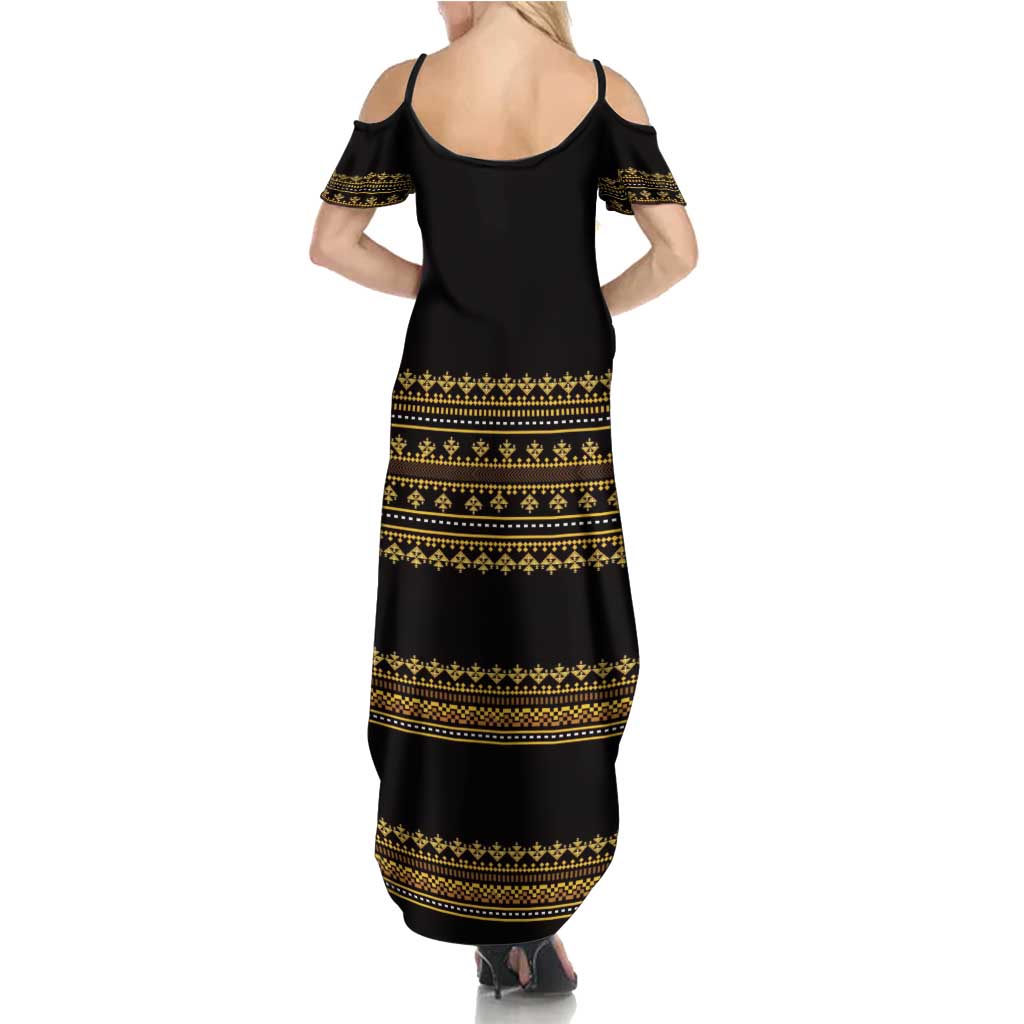 Bulgaria Traditional Pattern Gold Summer Maxi Dress Balkan Culture - Wonder Print Shop