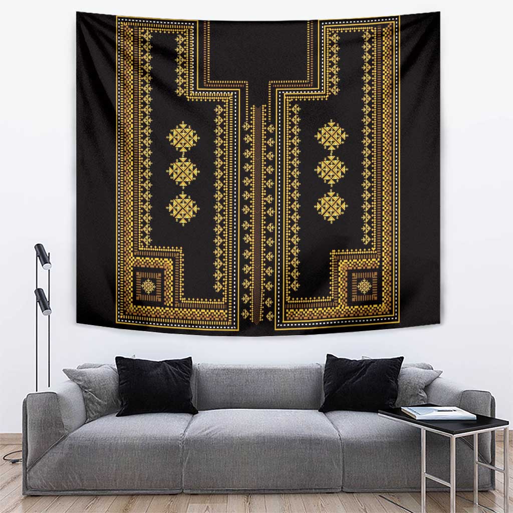 Bulgaria Traditional Pattern Gold Tapestry Balkan Culture - Wonder Print Shop