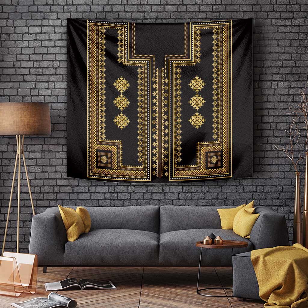 Bulgaria Traditional Pattern Gold Tapestry Balkan Culture - Wonder Print Shop