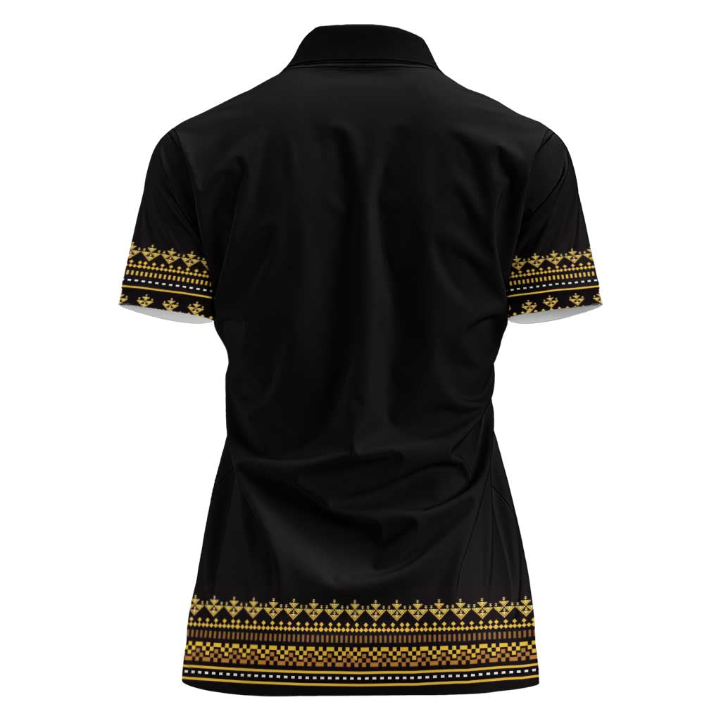 Bulgaria Traditional Pattern Gold Women Polo Shirt Balkan Culture - Wonder Print Shop
