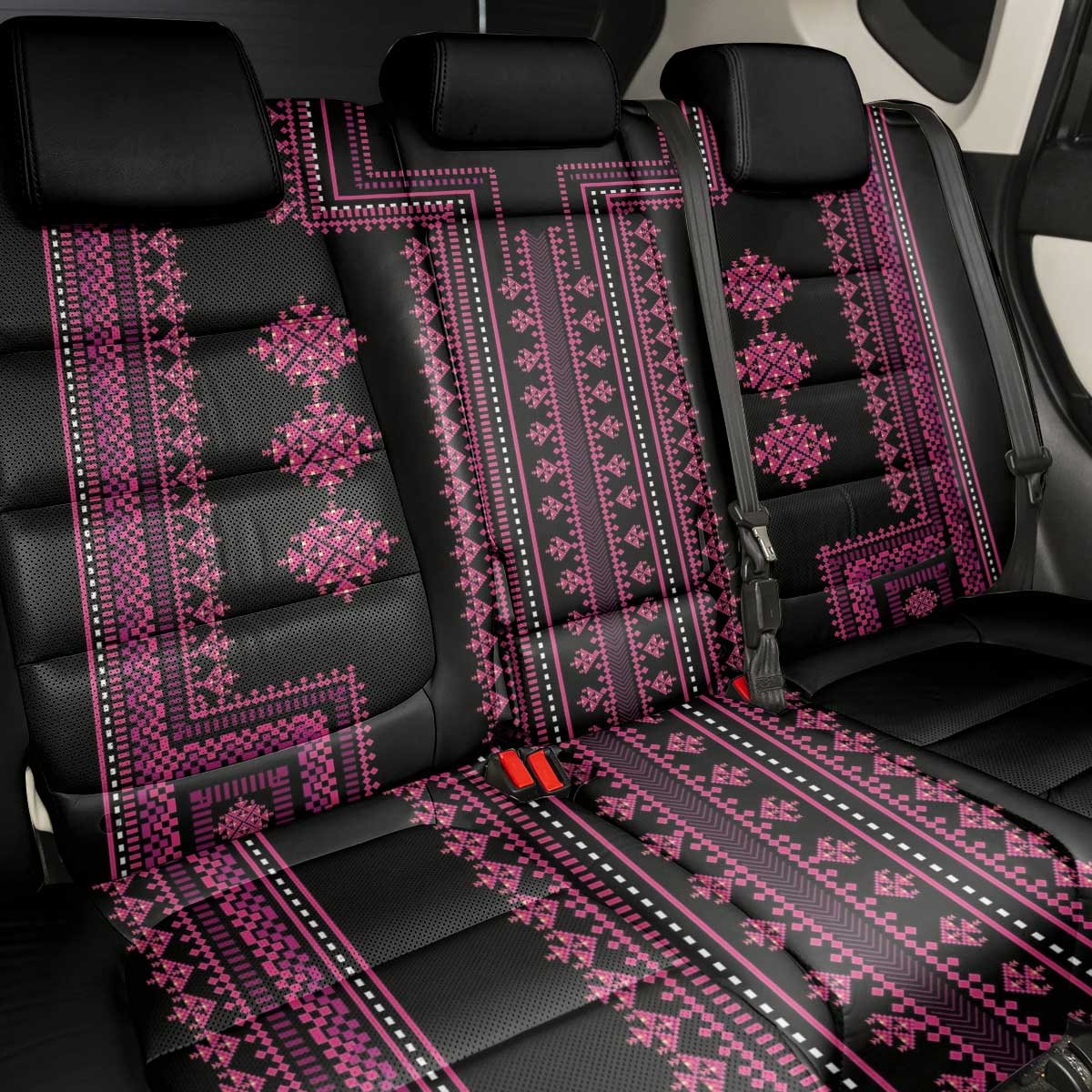 Bulgaria Traditional Pattern Pink Back Car Seat Cover Balkan Culture - Wonder Print Shop