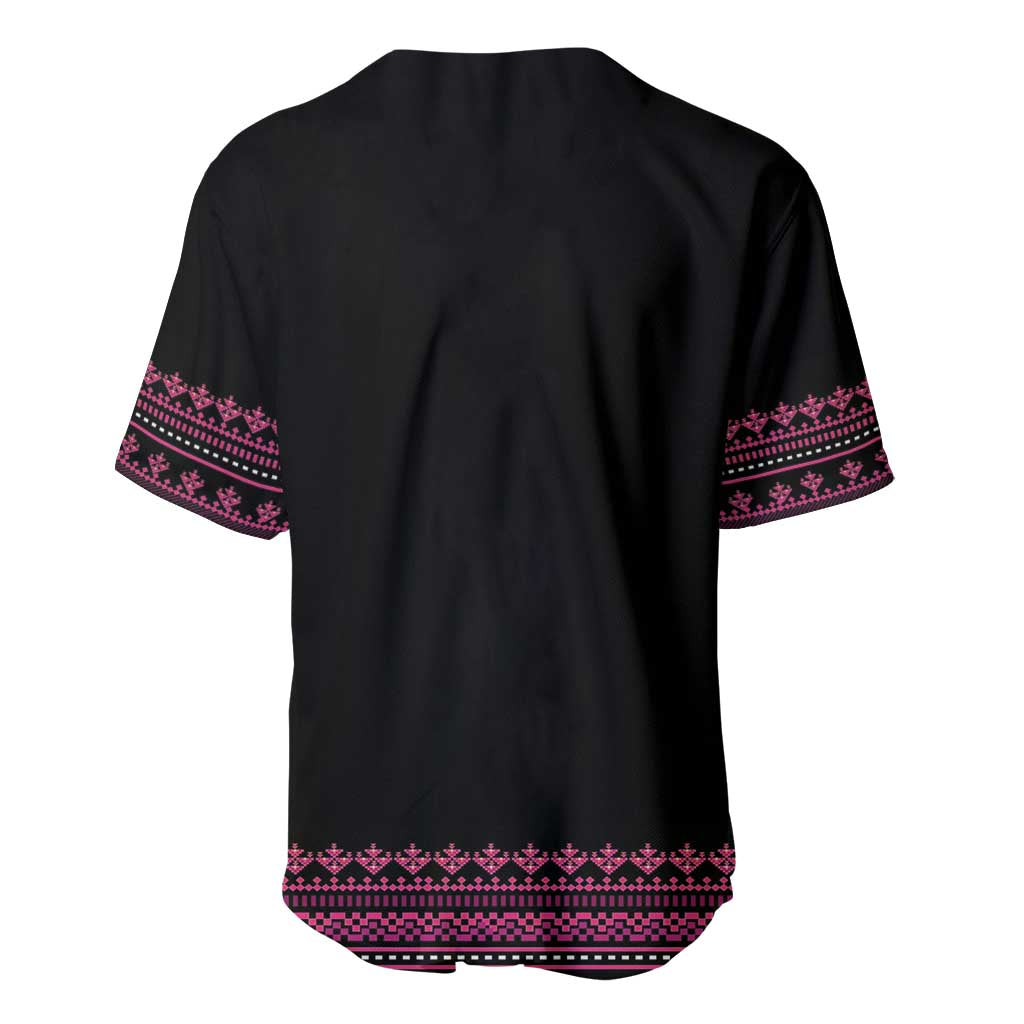 Bulgaria Traditional Pattern Pink Baseball Jersey Balkan Culture - Wonder Print Shop
