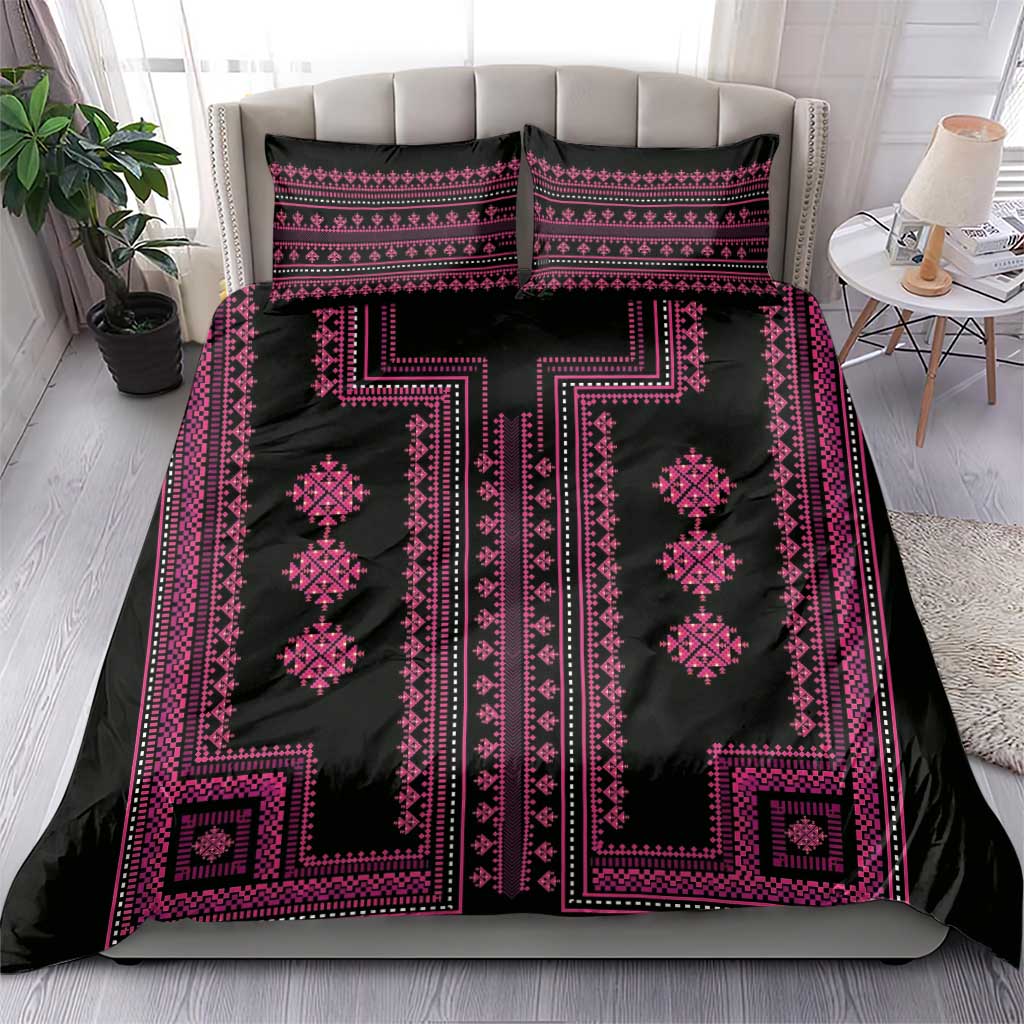 Bulgaria Traditional Pattern Pink Bedding Set Balkan Culture - Wonder Print Shop