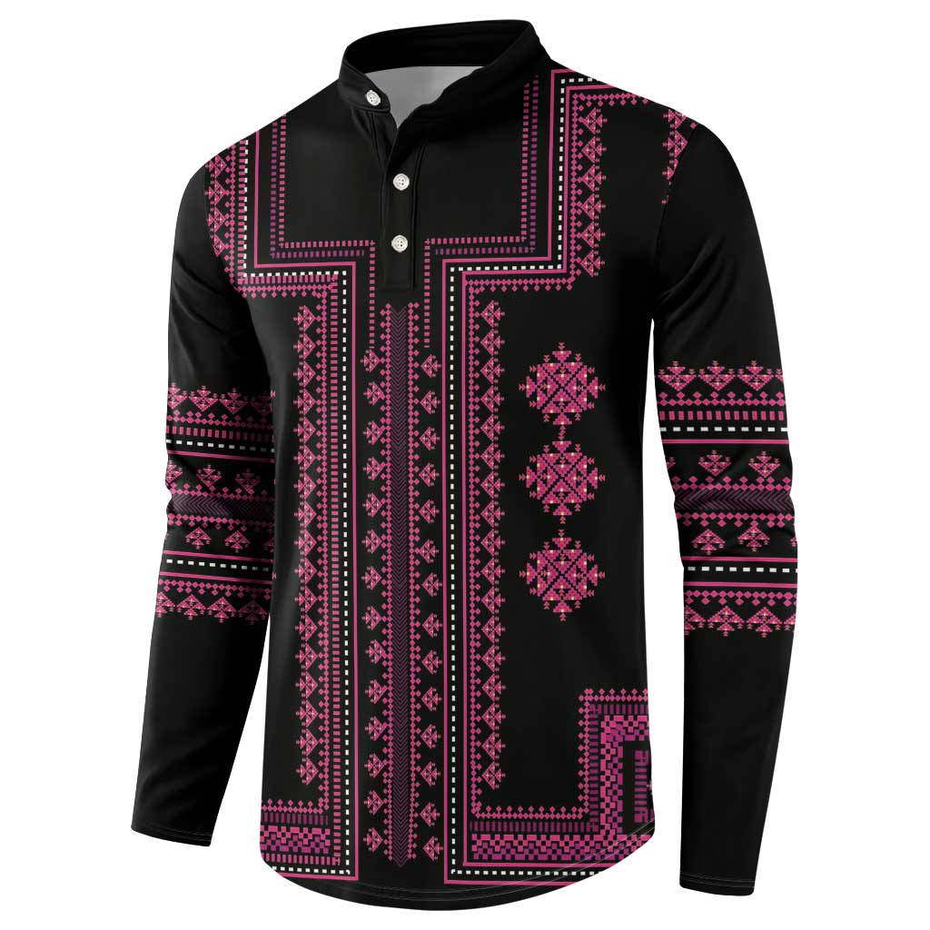 Bulgaria Traditional Pattern Pink Button Sweatshirt Balkan Culture - Wonder Print Shop