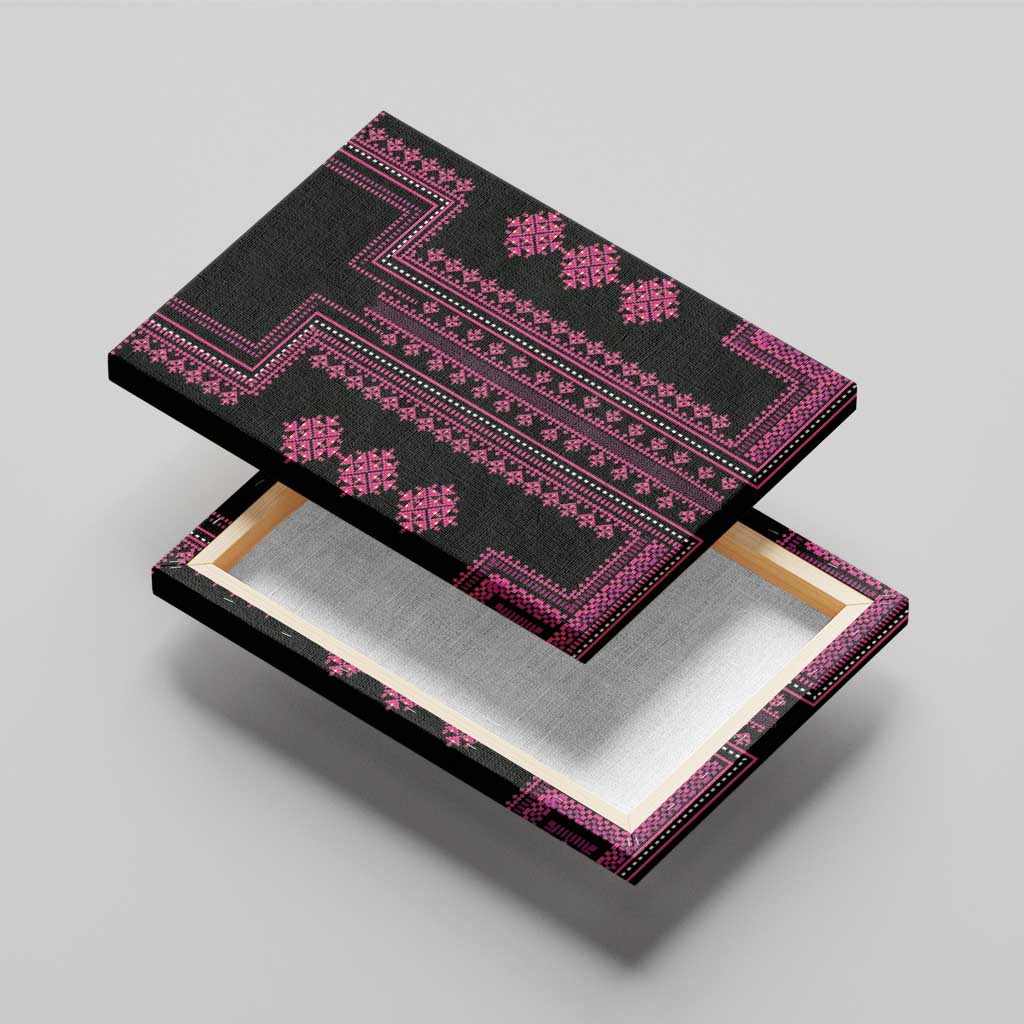 Bulgaria Traditional Pattern Pink Canvas Wall Art Balkan Culture - Wonder Print Shop