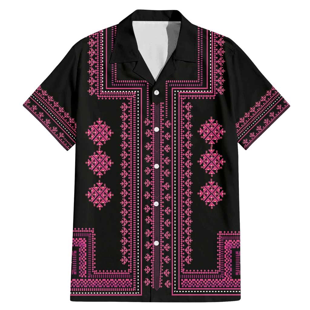 Bulgaria Traditional Pattern Pink Family Matching Mermaid Dress and Hawaiian Shirt Balkan Culture - Wonder Print Shop