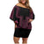 Bulgaria Traditional Pattern Pink Family Matching Off Shoulder Short Dress and Hawaiian Shirt Balkan Culture - Wonder Print Shop