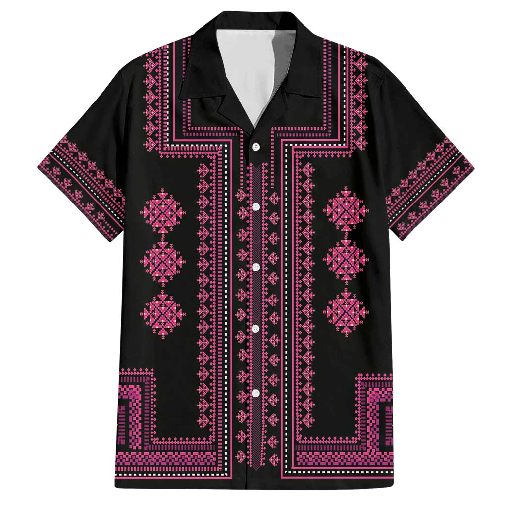Bulgaria Traditional Pattern Pink Family Matching Short Sleeve Bodycon Dress and Hawaiian Shirt Balkan Culture - Wonder Print Shop
