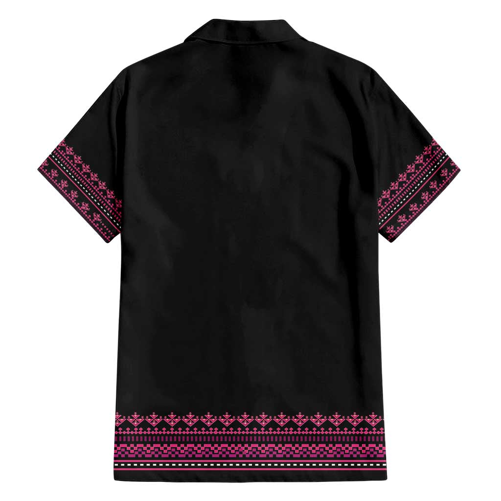 Bulgaria Traditional Pattern Pink Family Matching Short Sleeve Bodycon Dress and Hawaiian Shirt Balkan Culture - Wonder Print Shop