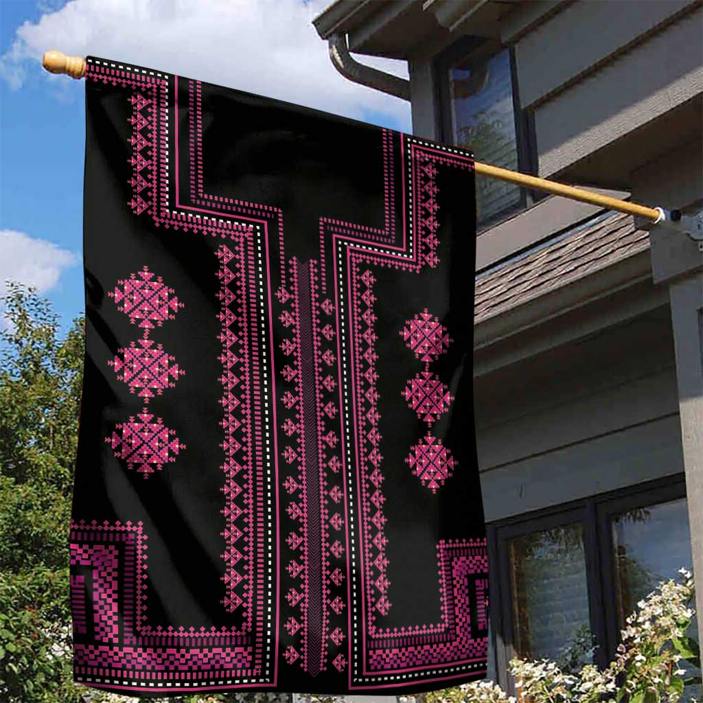 Bulgaria Traditional Pattern Pink Garden Flag Balkan Culture - Wonder Print Shop