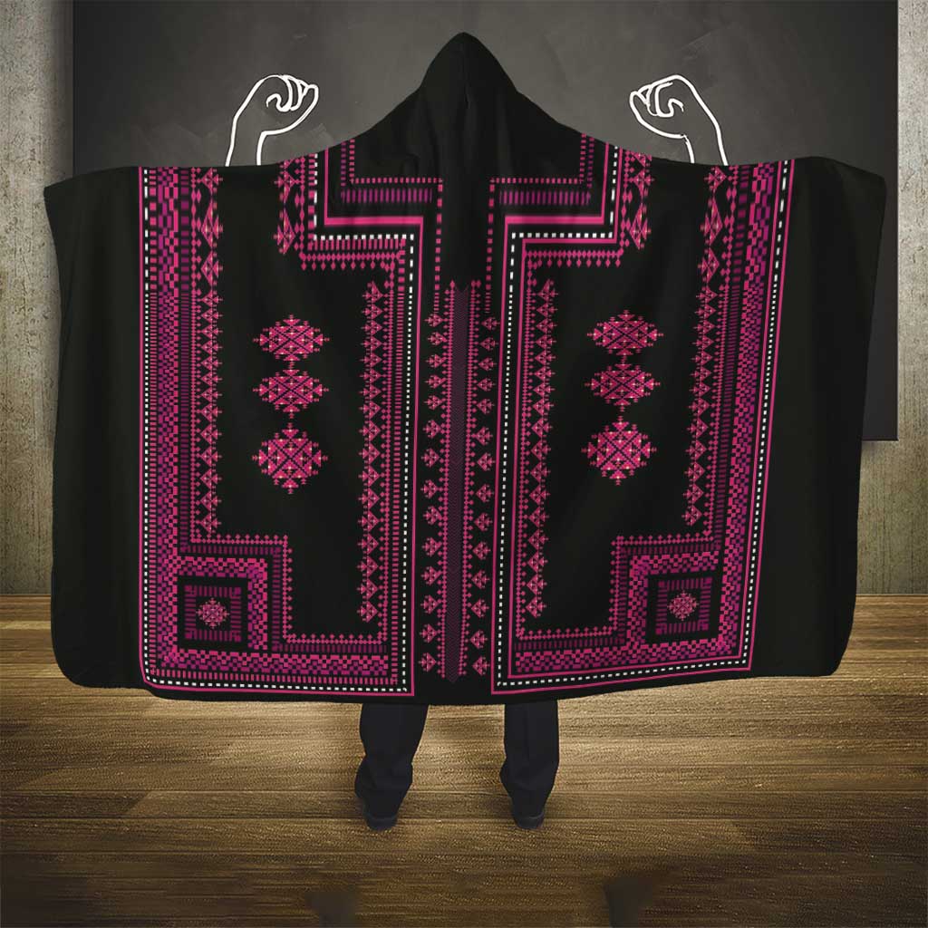 Bulgaria Traditional Pattern Pink Hooded Blanket Balkan Culture