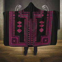 Bulgaria Traditional Pattern Pink Hooded Blanket Balkan Culture