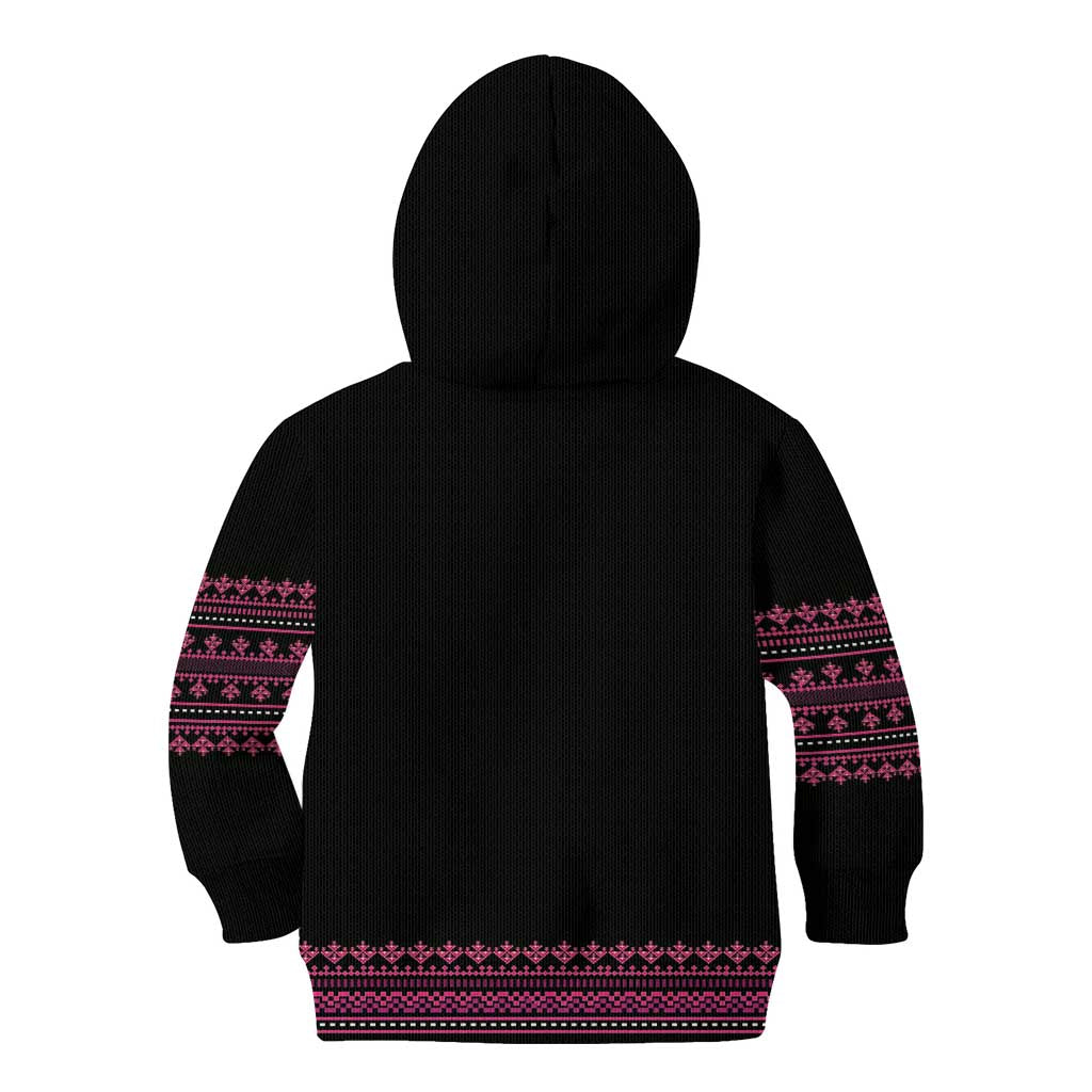 Bulgaria Traditional Pattern Pink Kid Hoodie Balkan Culture - Wonder Print Shop