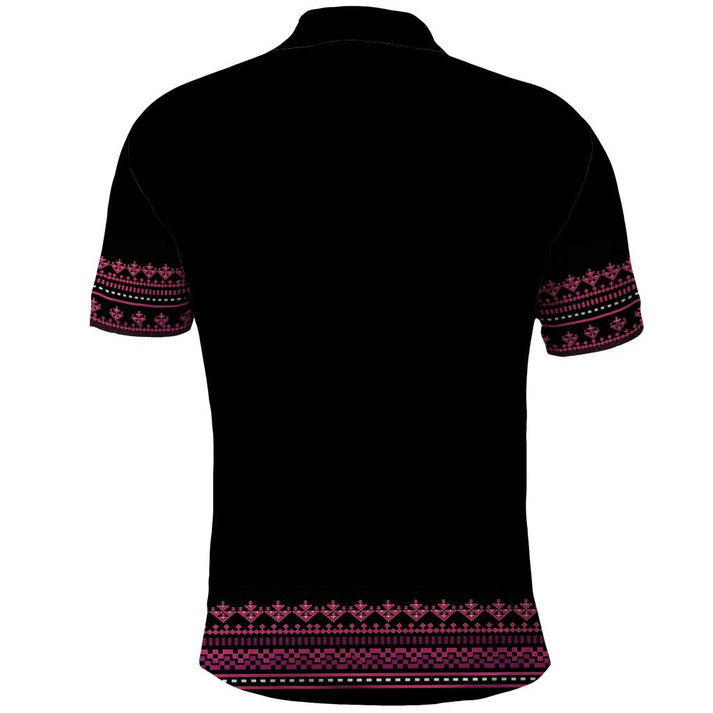 Bulgaria Traditional Pattern Pink Polo Shirt Balkan Culture - Wonder Print Shop