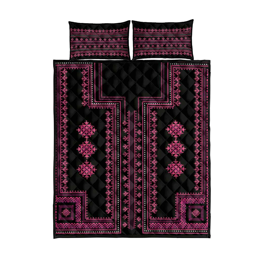 Bulgaria Traditional Pattern Pink Quilt Bed Set Balkan Culture - Wonder Print Shop