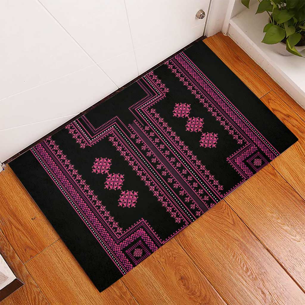 Bulgaria Traditional Pattern Pink Rubber Doormat Balkan Culture - Wonder Print Shop