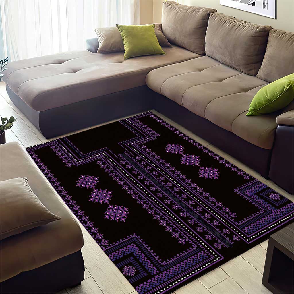 Bulgaria Traditional Pattern Purple Area Rug Balkan Culture - Wonder Print Shop