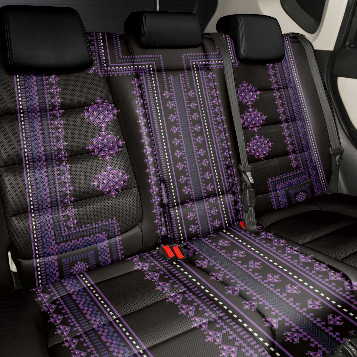 Bulgaria Traditional Pattern Purple Back Car Seat Cover Balkan Culture - Wonder Print Shop