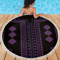 Bulgaria Traditional Pattern Purple Beach Blanket Balkan Culture - Wonder Print Shop
