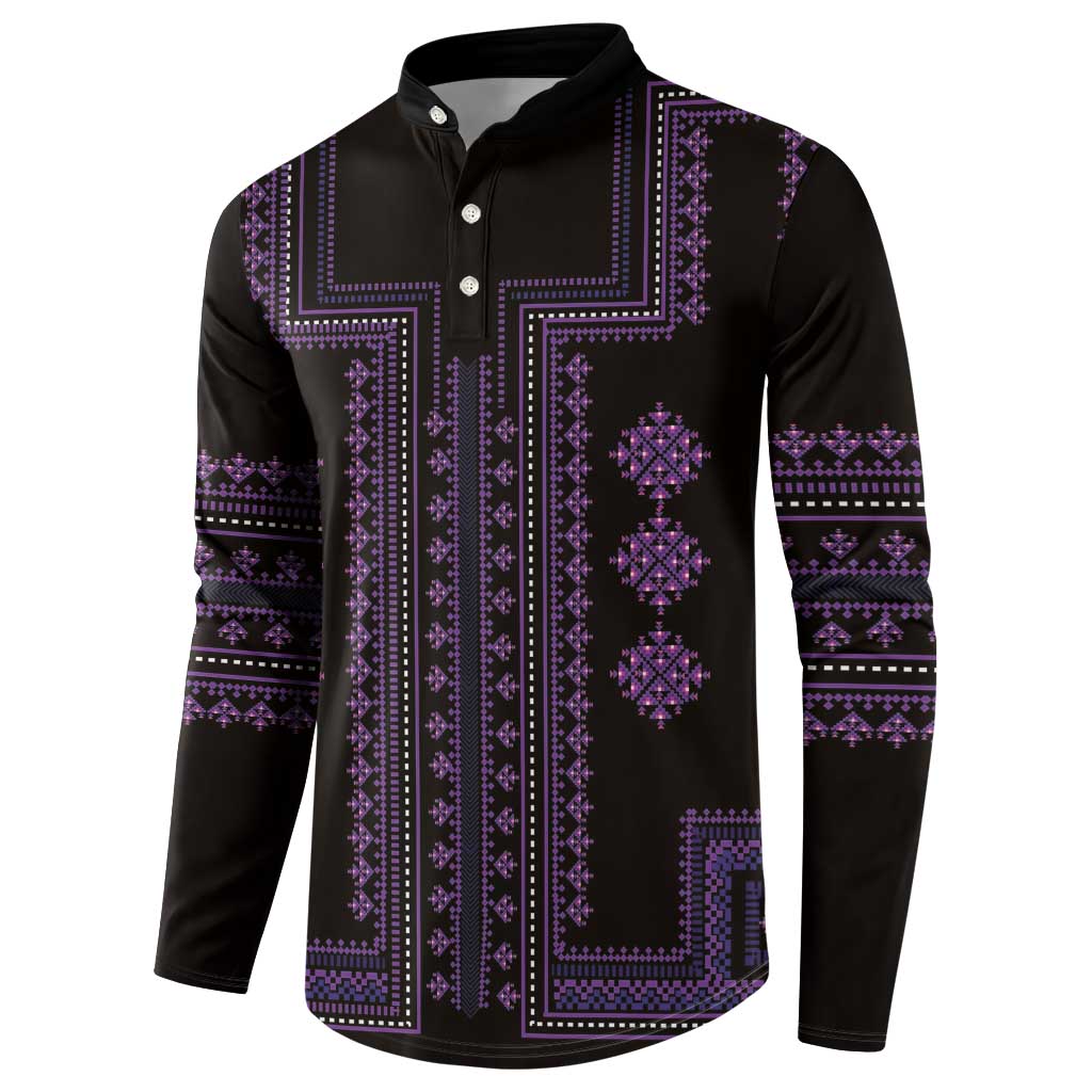 Bulgaria Traditional Pattern Purple Button Sweatshirt Balkan Culture - Wonder Print Shop