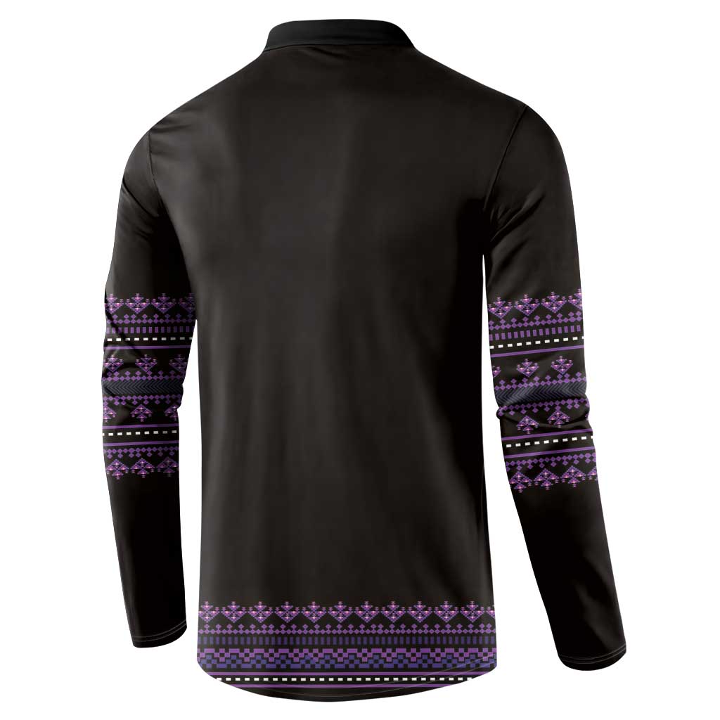 Bulgaria Traditional Pattern Purple Button Sweatshirt Balkan Culture - Wonder Print Shop