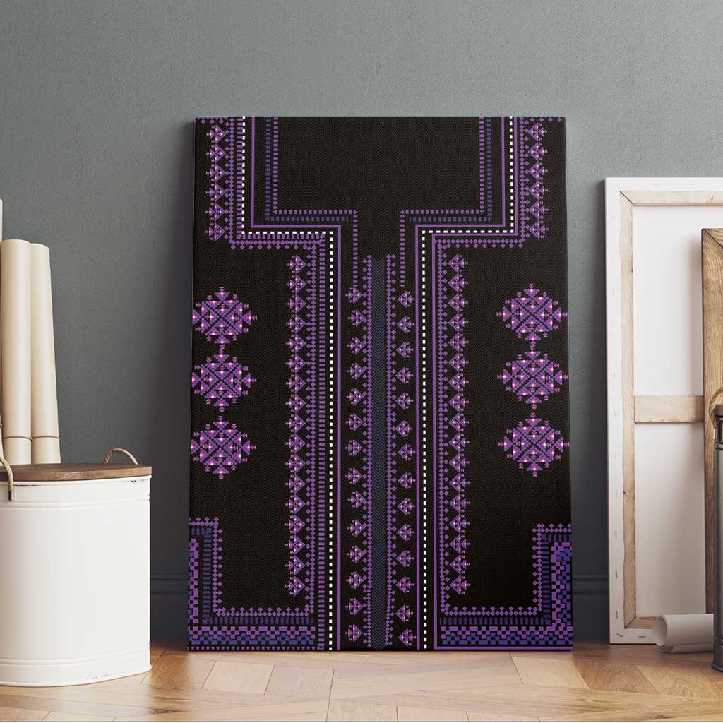Bulgaria Traditional Pattern Purple Canvas Wall Art Balkan Culture - Wonder Print Shop