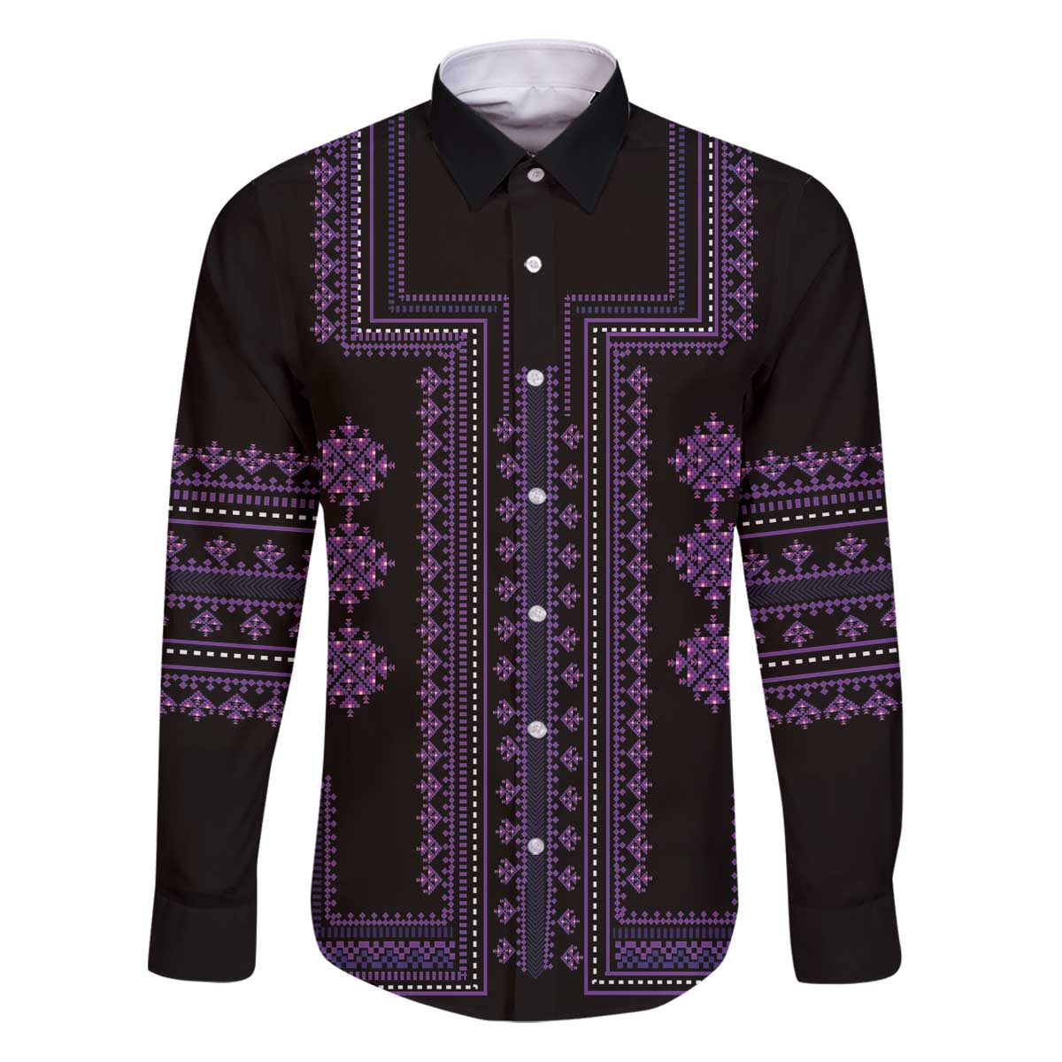 Bulgaria Traditional Pattern Purple Family Matching Puletasi and Hawaiian Shirt Balkan Culture - Wonder Print Shop