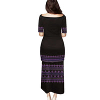 Bulgaria Traditional Pattern Purple Family Matching Puletasi and Hawaiian Shirt Balkan Culture - Wonder Print Shop