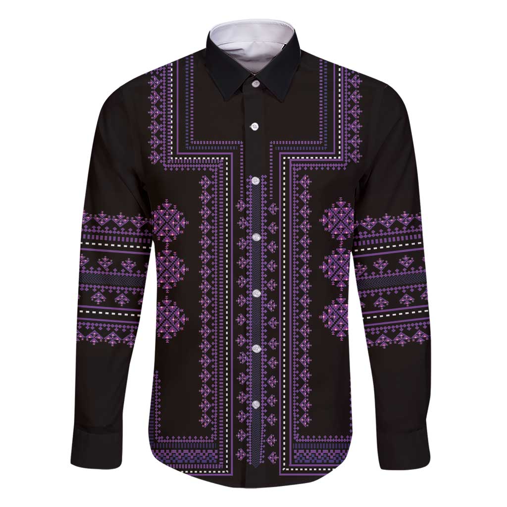 Bulgaria Traditional Pattern Purple Family Matching Short Sleeve Bodycon Dress and Hawaiian Shirt Balkan Culture - Wonder Print Shop