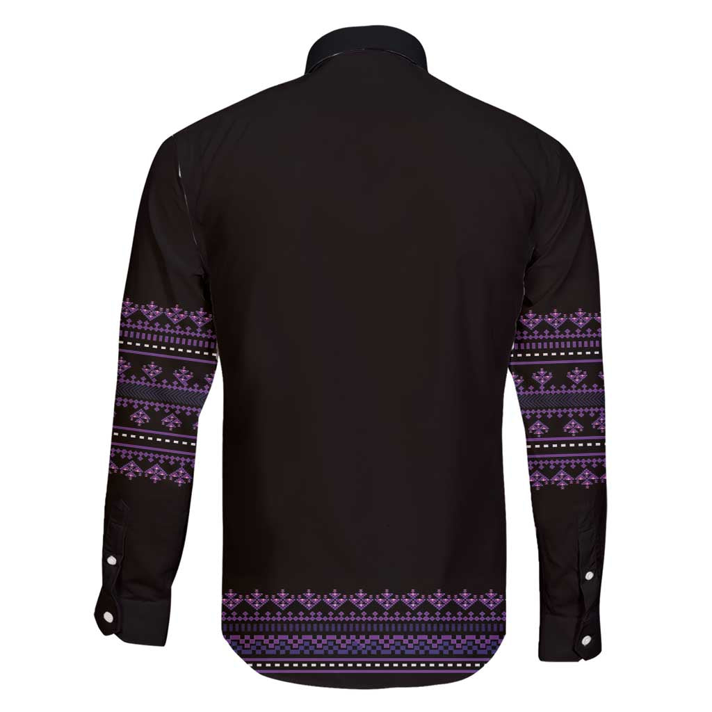 Bulgaria Traditional Pattern Purple Family Matching Short Sleeve Bodycon Dress and Hawaiian Shirt Balkan Culture - Wonder Print Shop