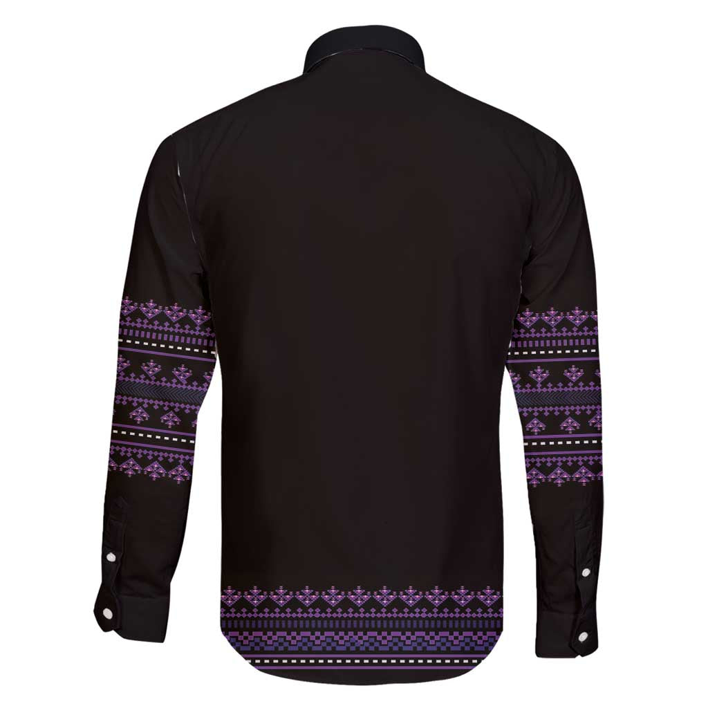 Bulgaria Traditional Pattern Purple Family Matching Summer Maxi Dress and Hawaiian Shirt Balkan Culture - Wonder Print Shop
