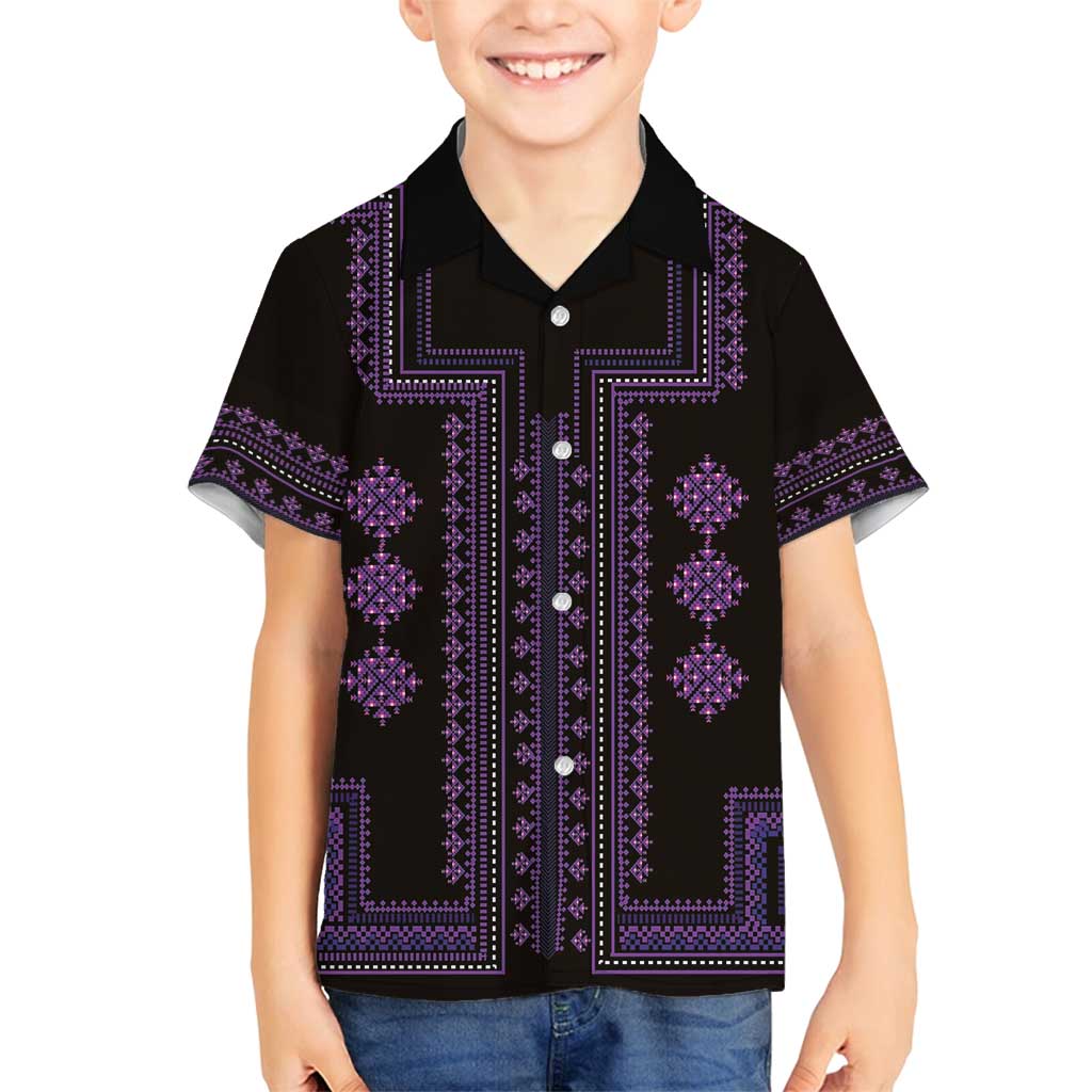 Bulgaria Traditional Pattern Purple Family Matching Tank Maxi Dress and Hawaiian Shirt Balkan Culture - Wonder Print Shop