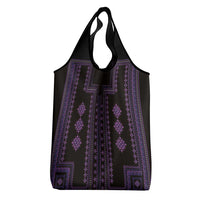 Bulgaria Traditional Pattern Purple Grocery Bag Balkan Culture